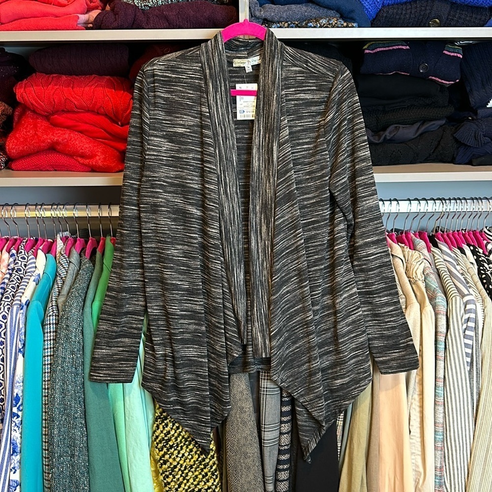 Vintage Suzie black/white marl cardigan size L NWT